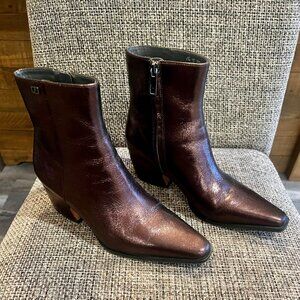 Franco Sarto Vivian Pointed Toe Ankle Booties – Metallic Brown